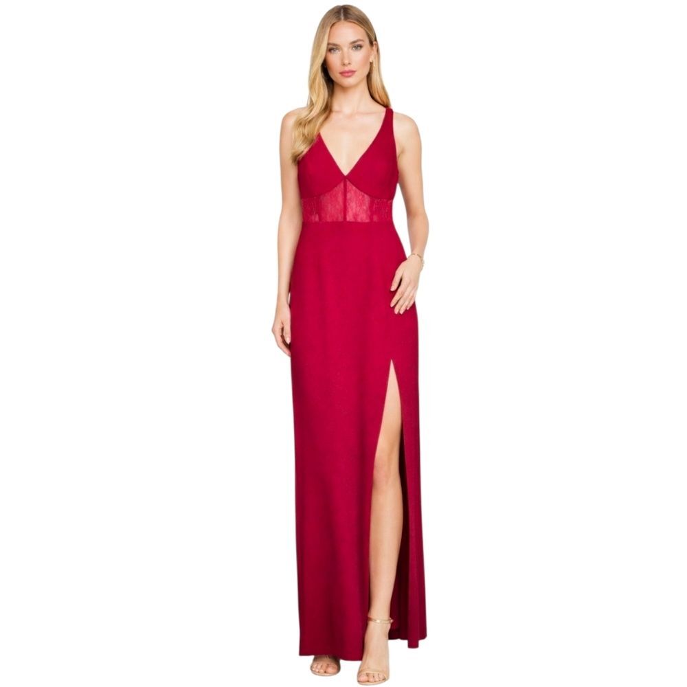 Azazie Nwt Burgundy Corset Lace Formal Gown Maxi Dress Size XL